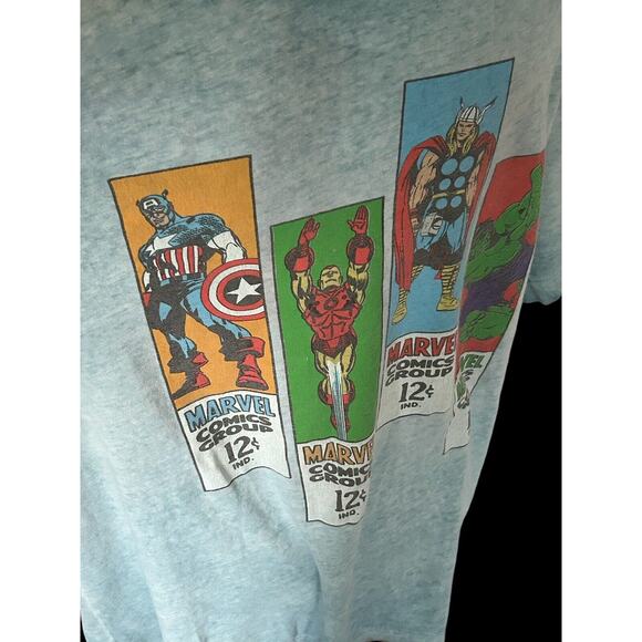 Marvel T shirt Light Blue Sized Men’s L Iron Man, Hulk, Thor, Captain America. - Picture 3 of 6